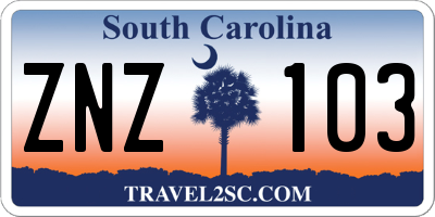 SC license plate ZNZ103