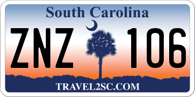 SC license plate ZNZ106