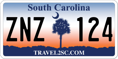 SC license plate ZNZ124