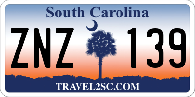 SC license plate ZNZ139