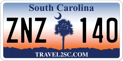 SC license plate ZNZ140