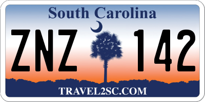 SC license plate ZNZ142