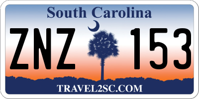 SC license plate ZNZ153