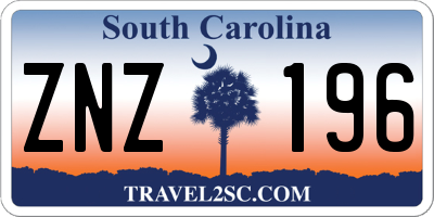 SC license plate ZNZ196