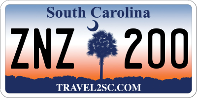 SC license plate ZNZ200