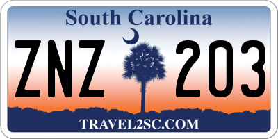 SC license plate ZNZ203