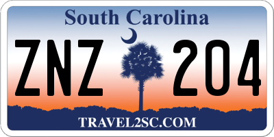 SC license plate ZNZ204