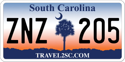 SC license plate ZNZ205