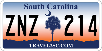 SC license plate ZNZ214