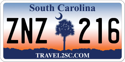 SC license plate ZNZ216