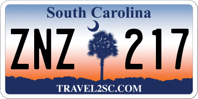 SC license plate ZNZ217