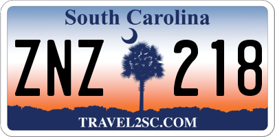 SC license plate ZNZ218