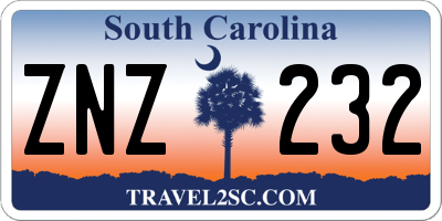 SC license plate ZNZ232