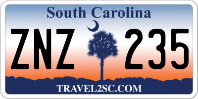 SC license plate ZNZ235