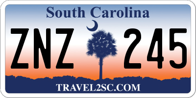 SC license plate ZNZ245