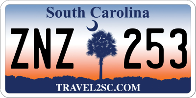SC license plate ZNZ253