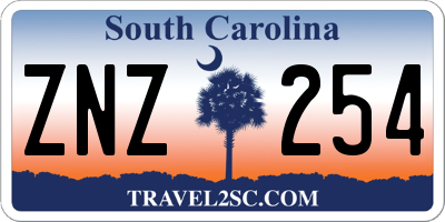 SC license plate ZNZ254