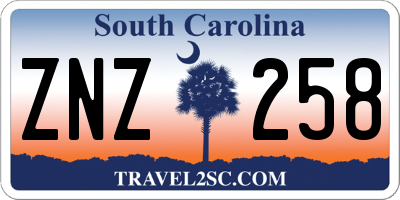 SC license plate ZNZ258