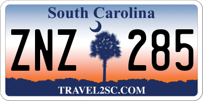 SC license plate ZNZ285