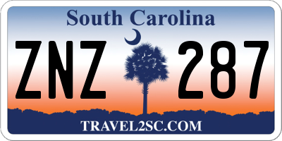 SC license plate ZNZ287