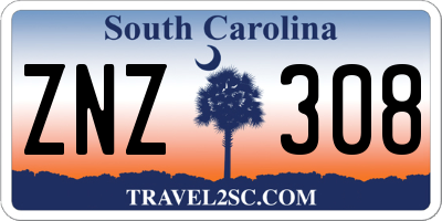 SC license plate ZNZ308