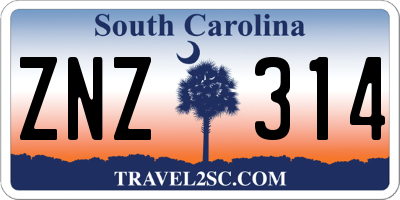 SC license plate ZNZ314