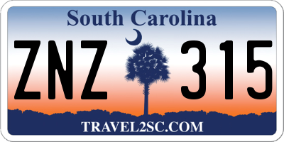 SC license plate ZNZ315