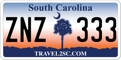 SC license plate ZNZ333