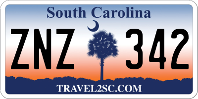 SC license plate ZNZ342
