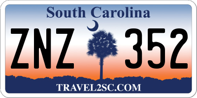 SC license plate ZNZ352