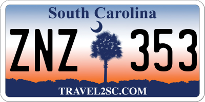 SC license plate ZNZ353