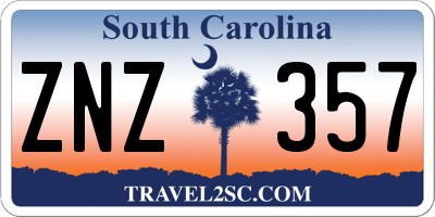 SC license plate ZNZ357