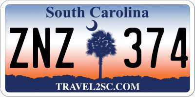 SC license plate ZNZ374