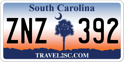 SC license plate ZNZ392