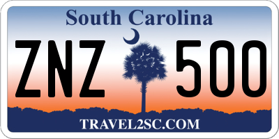 SC license plate ZNZ500