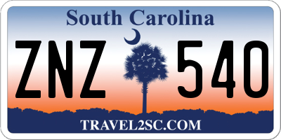 SC license plate ZNZ540