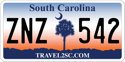 SC license plate ZNZ542