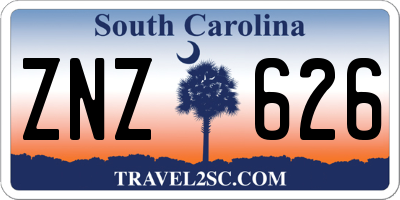 SC license plate ZNZ626