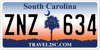 SC license plate ZNZ634