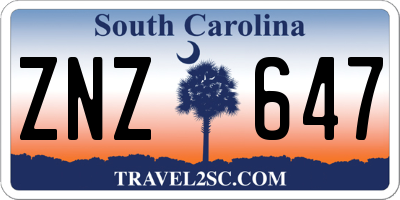 SC license plate ZNZ647