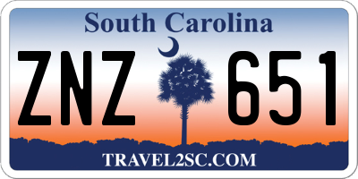 SC license plate ZNZ651
