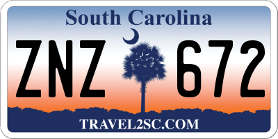 SC license plate ZNZ672