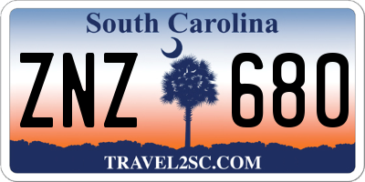 SC license plate ZNZ680