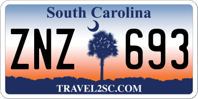 SC license plate ZNZ693