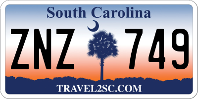 SC license plate ZNZ749
