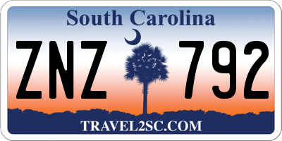 SC license plate ZNZ792