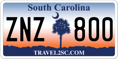SC license plate ZNZ800