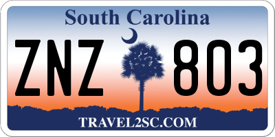SC license plate ZNZ803