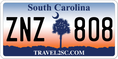 SC license plate ZNZ808