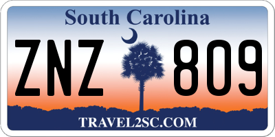 SC license plate ZNZ809